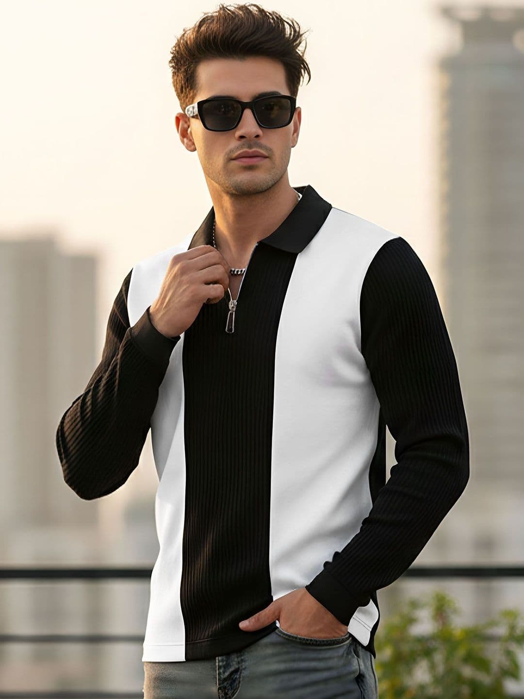 THE BEETEL HOUSE Men Striped Polo Collar T-shirt - view 1
