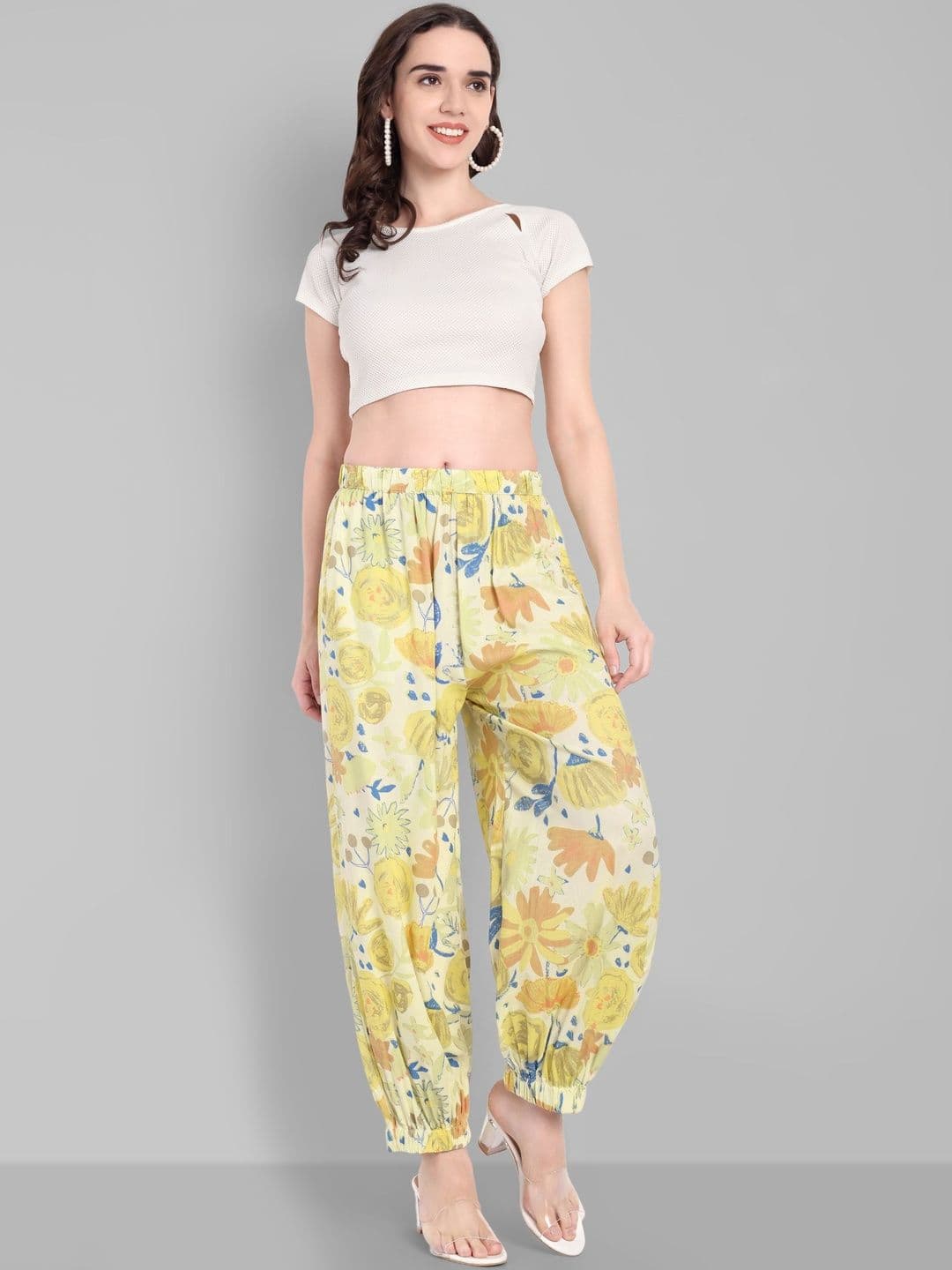 Pahiya Women Floral Printed Knitted Palazzos - view 1