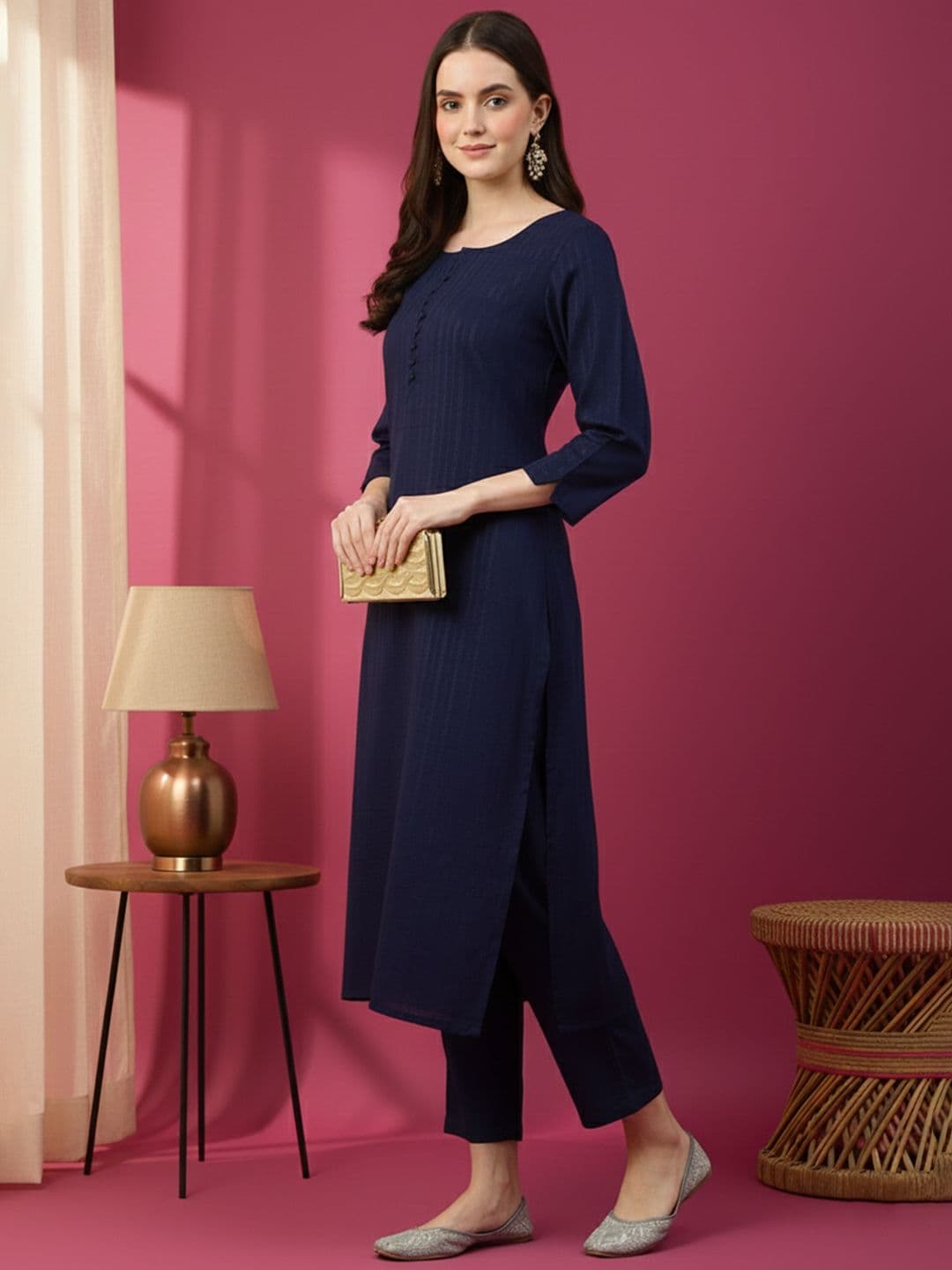KALINI Striped Regular Kurta with Trousers - view 1