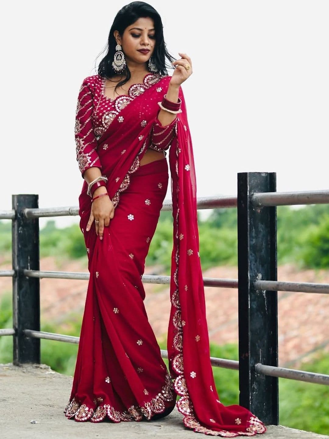 Being Naari Embellished Sequinned Pure Georgette Heavy Work Saree - view 1