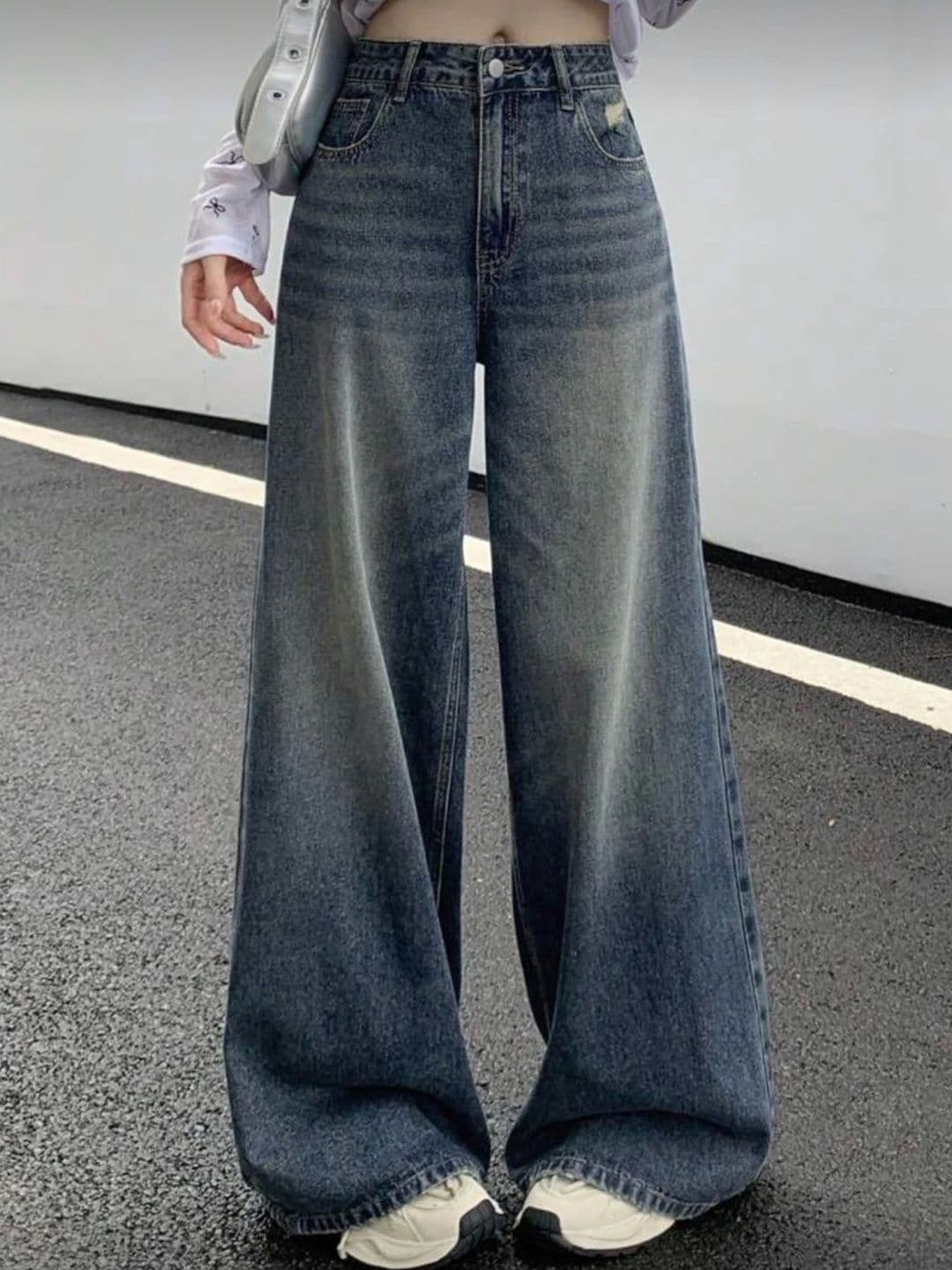 R.Code by The Roadster Life Co. The Roadster Life Co. Smart Wide Leg High-Rise Mildly Distressed Heavy - view 1