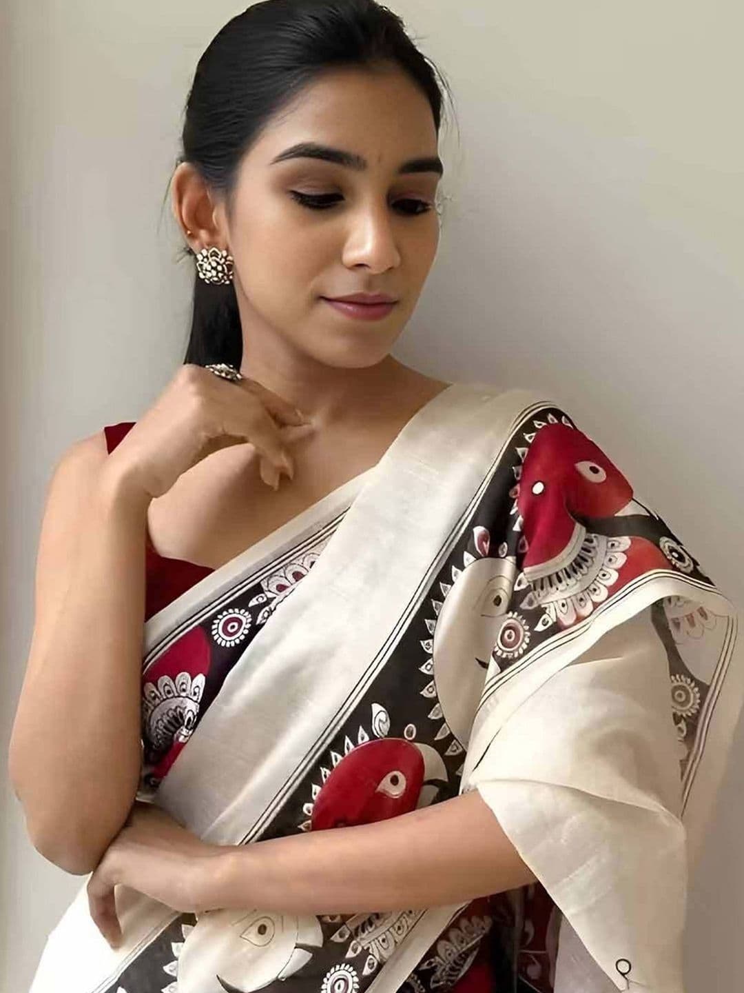 yourwish Ethnic Motifs Linen Blend Saree - view 1