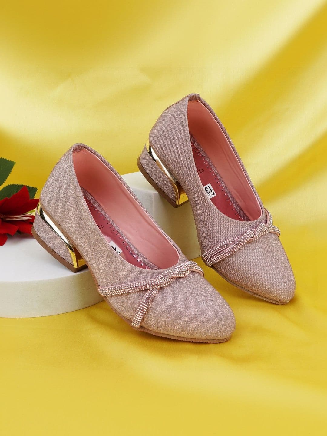 LMG Lifestyle Girls Textured Party Block Pumps - view 1