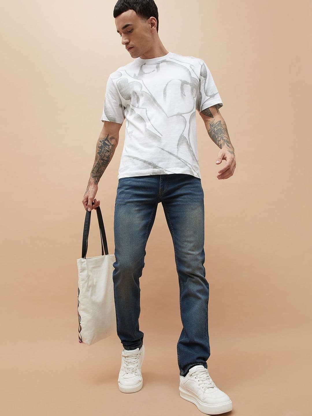 Forca by Lifestyle Men Tapered Fit Mid-Rise Light Fade Jeans - view 1
