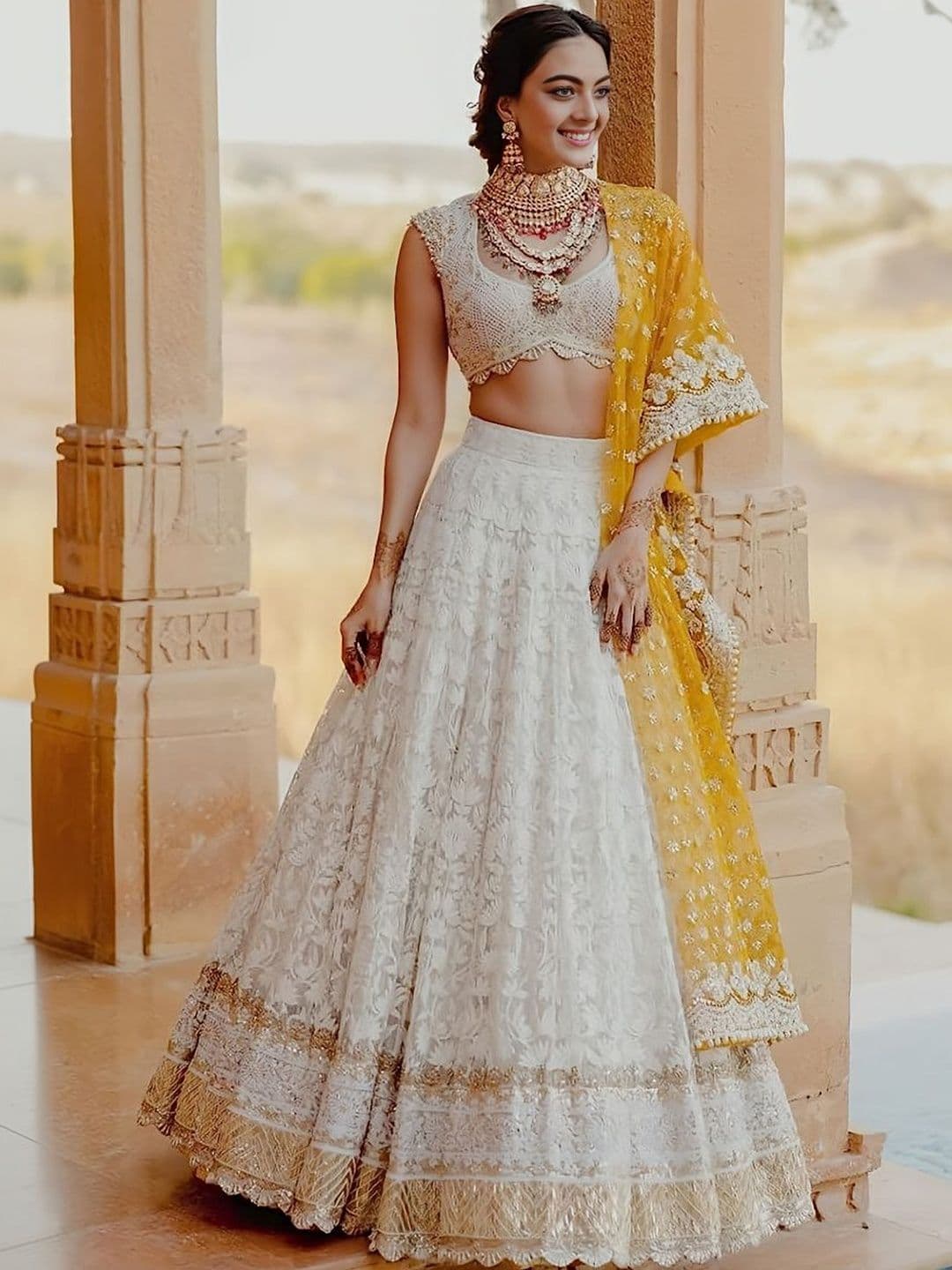 ETHNIC PLUS Sequinned Embroidered Lehenga Choli With Dupatta - view 1