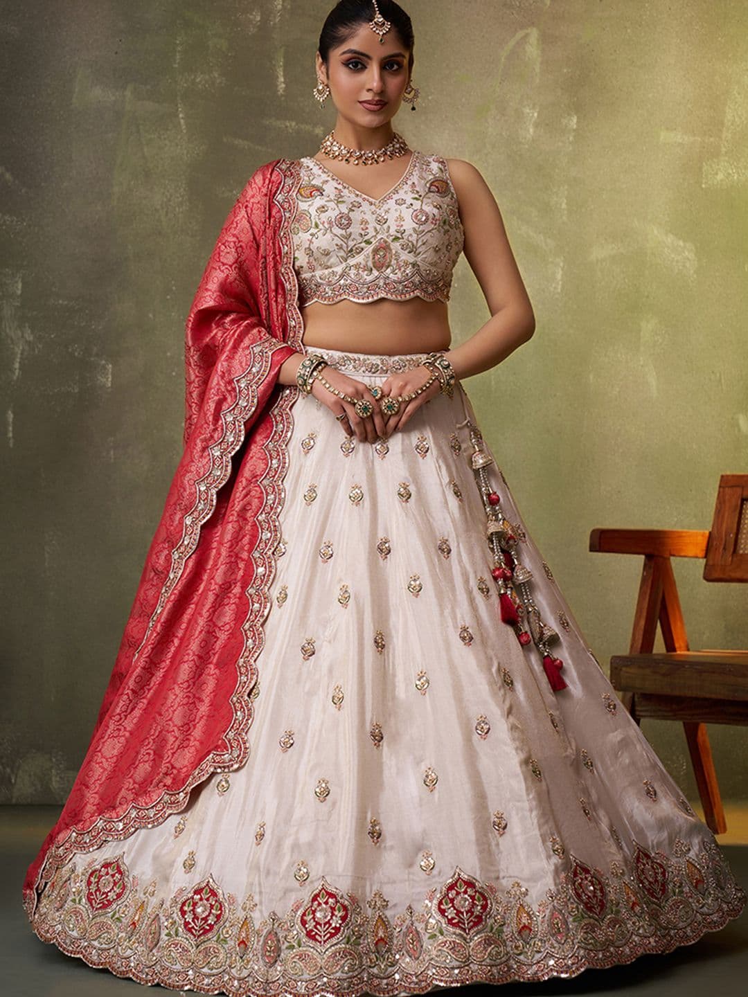 panchhi Sequinned Thread Tissue Lehenga Choli With Dupatta - view 1