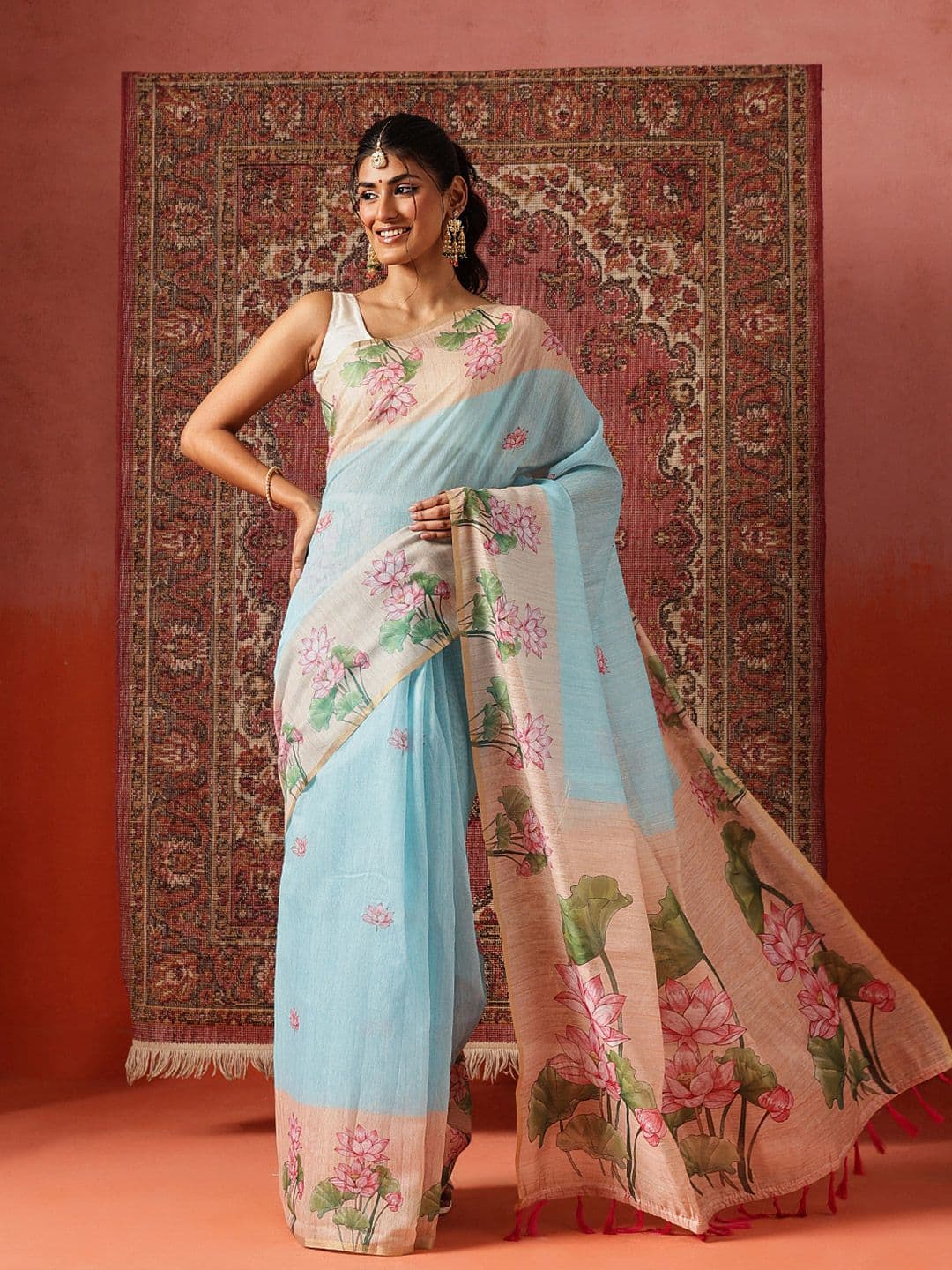 Silk Land Digital Printed Chanderi Ready To Wear Saree - view 1