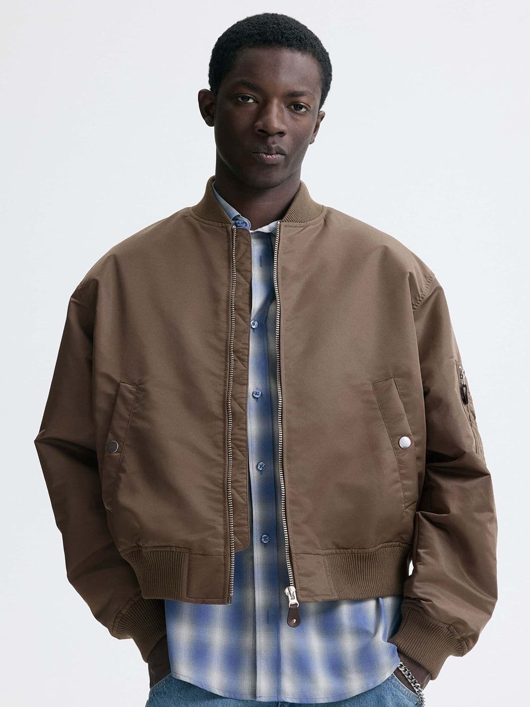 H&M Padded Nylon Bomber Jacket - view 1
