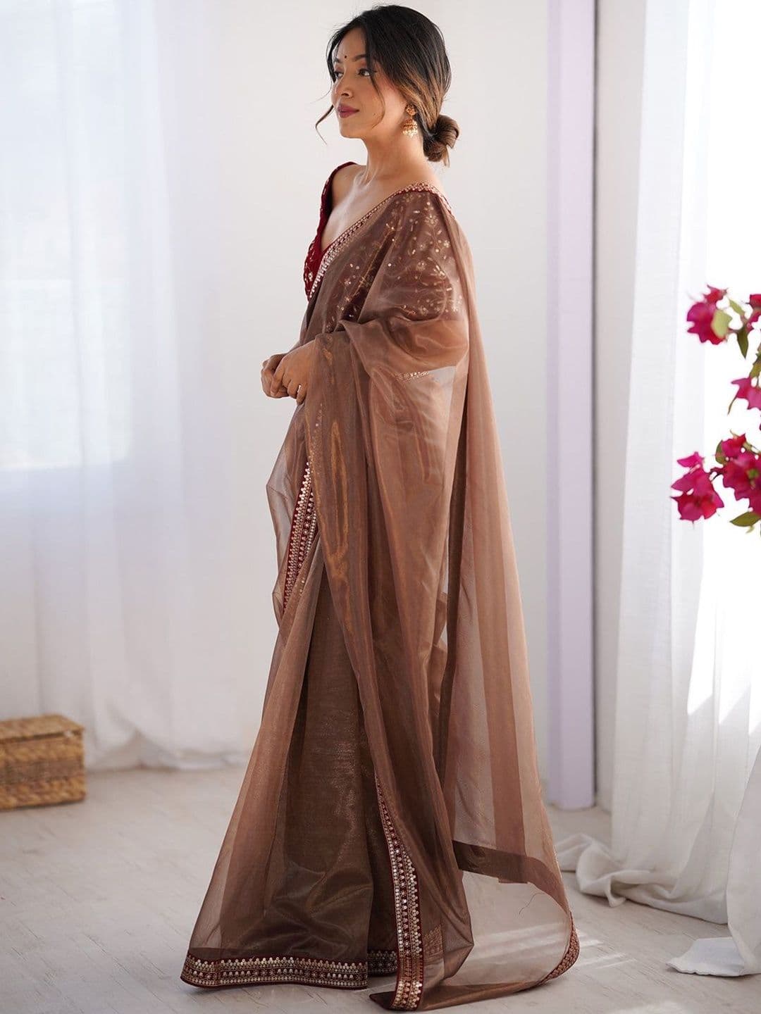 Moda Rapido Embellished Sequinned Net Heavy Work Saree - view 1