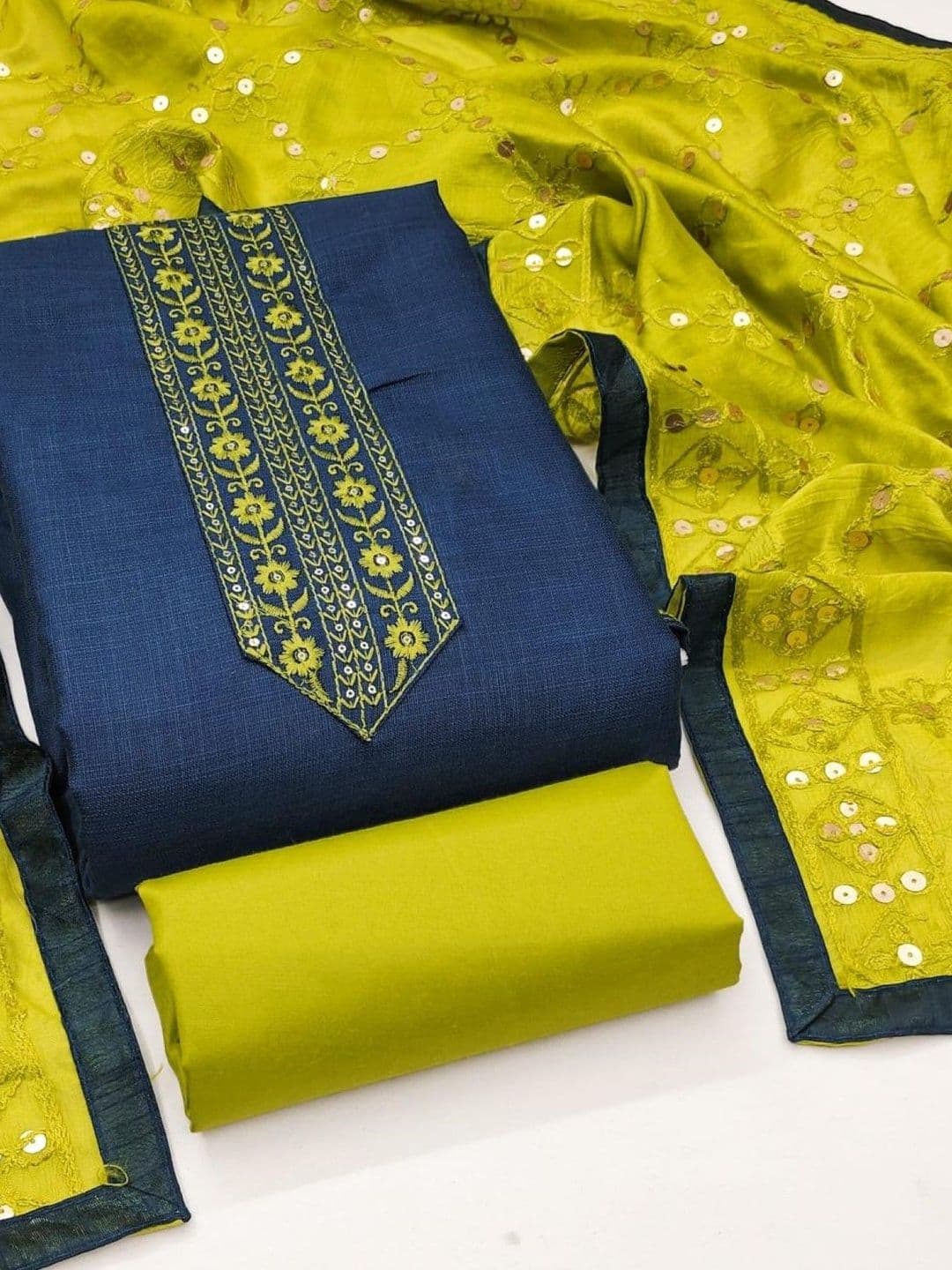 KALINI Embroidered Unstitched Dress Material - view 1