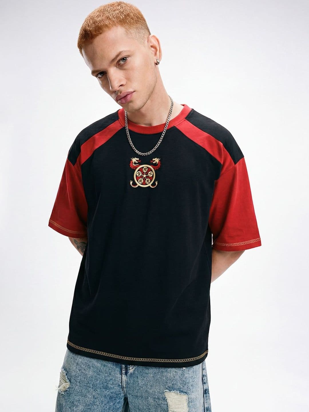 Crazymonk Conquerors Will Printed Cotton Round Neck Short Sleeves Oversized T-shirt - view 1