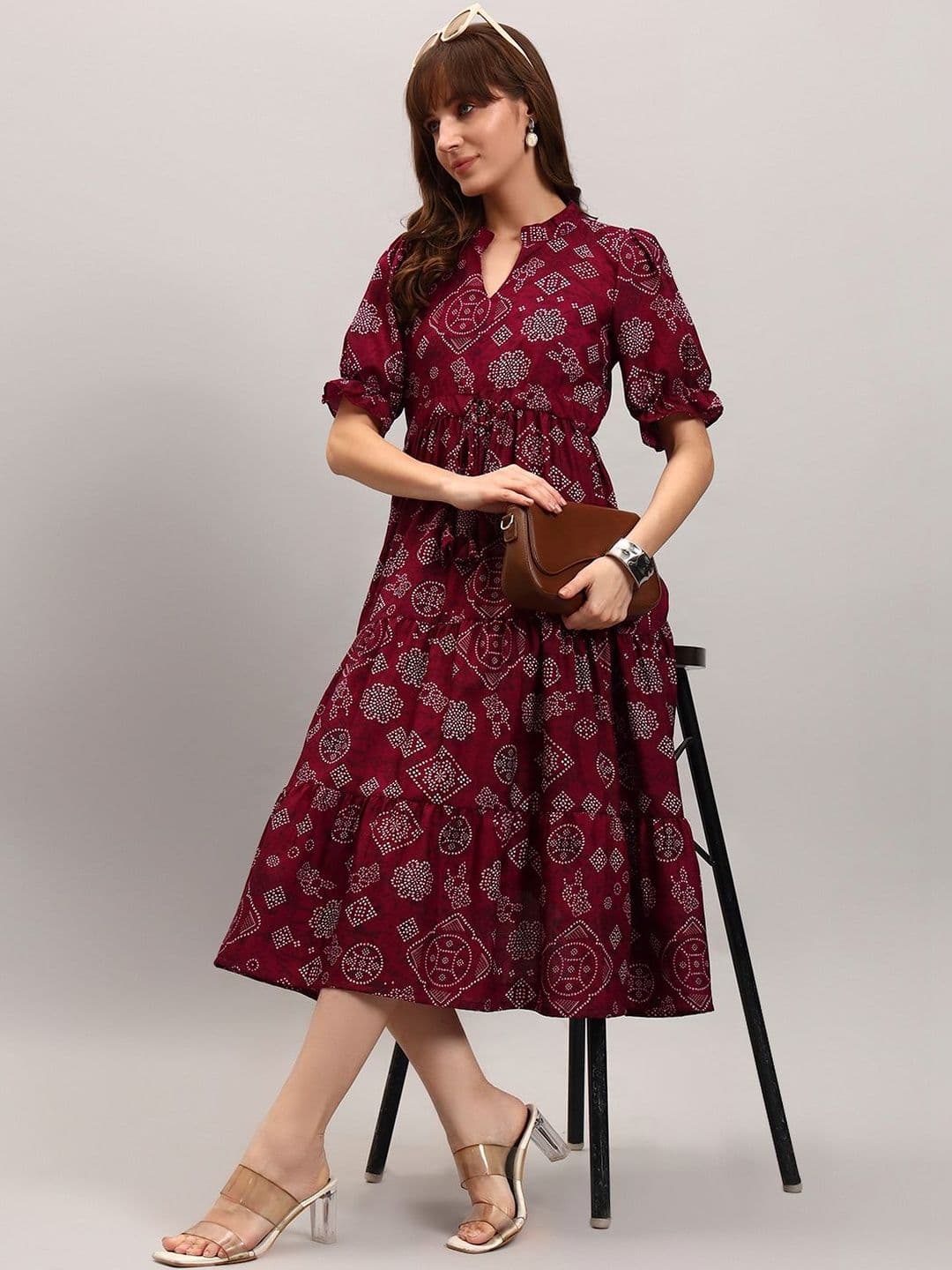 Krunal Raiyani Women Printed Crepe Anarkali Kurta - view 1