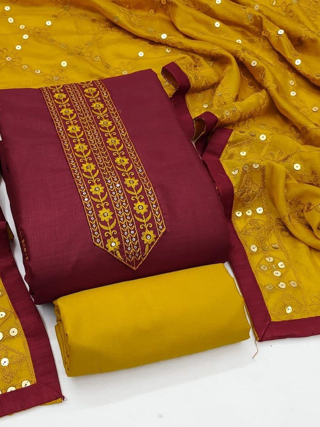 KALINI Embroidered Unstitched Dress Material - view 1