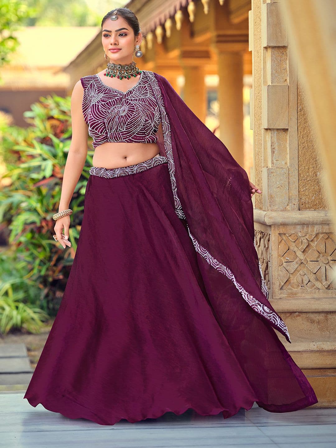 Warthy Ent Embellished Sequinned Semi-Stitched Lehenga & Unstitched Blouse With Dupatta - view 1