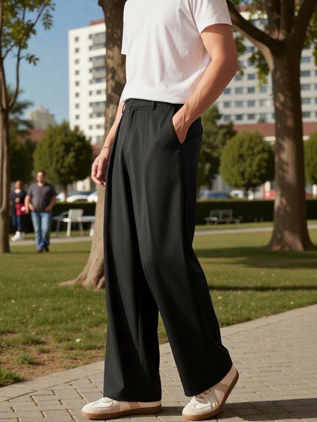 BROADSTAR Men Smart Straight Fit Easy Wash Pleated Trousers