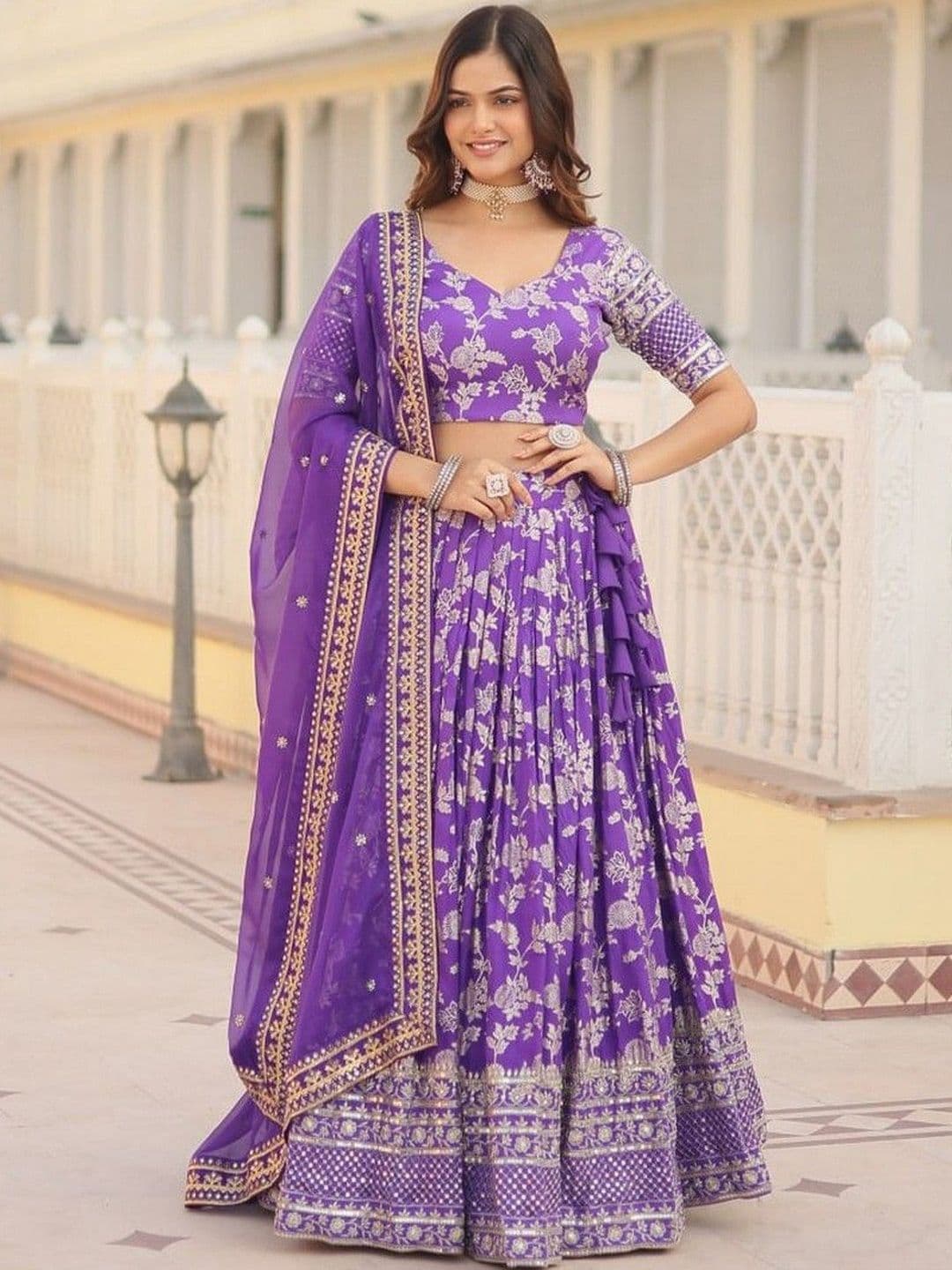 Livewear Semi-Stitched Lehenga & Blouse With Dupatta - view 1