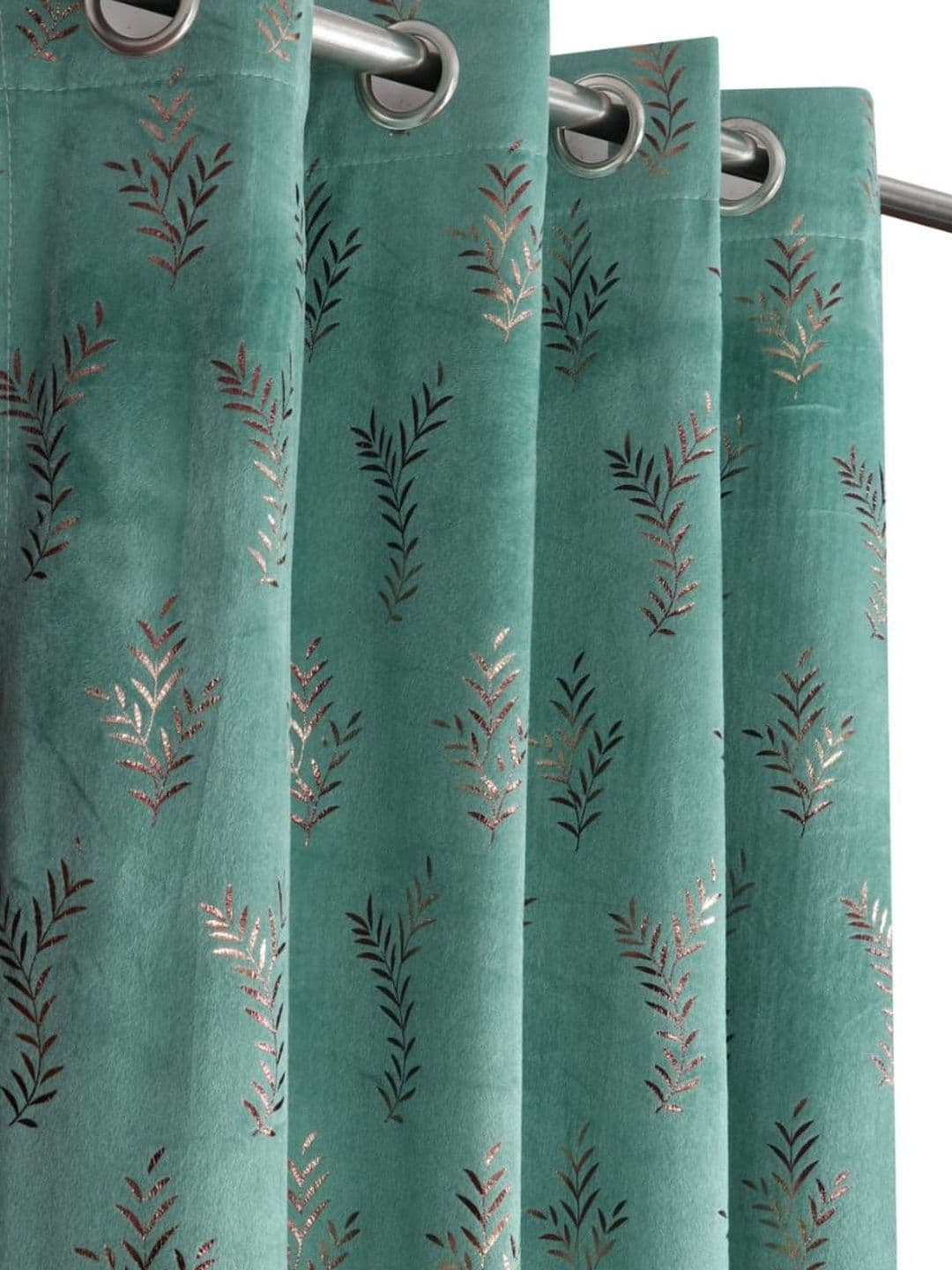 LARANDO Blue Set of 2 Floral Black Out Window Curtain - view 1