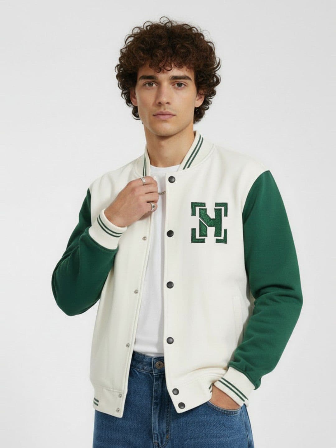 glitchez Men Typography Varsity Jacket - view 1