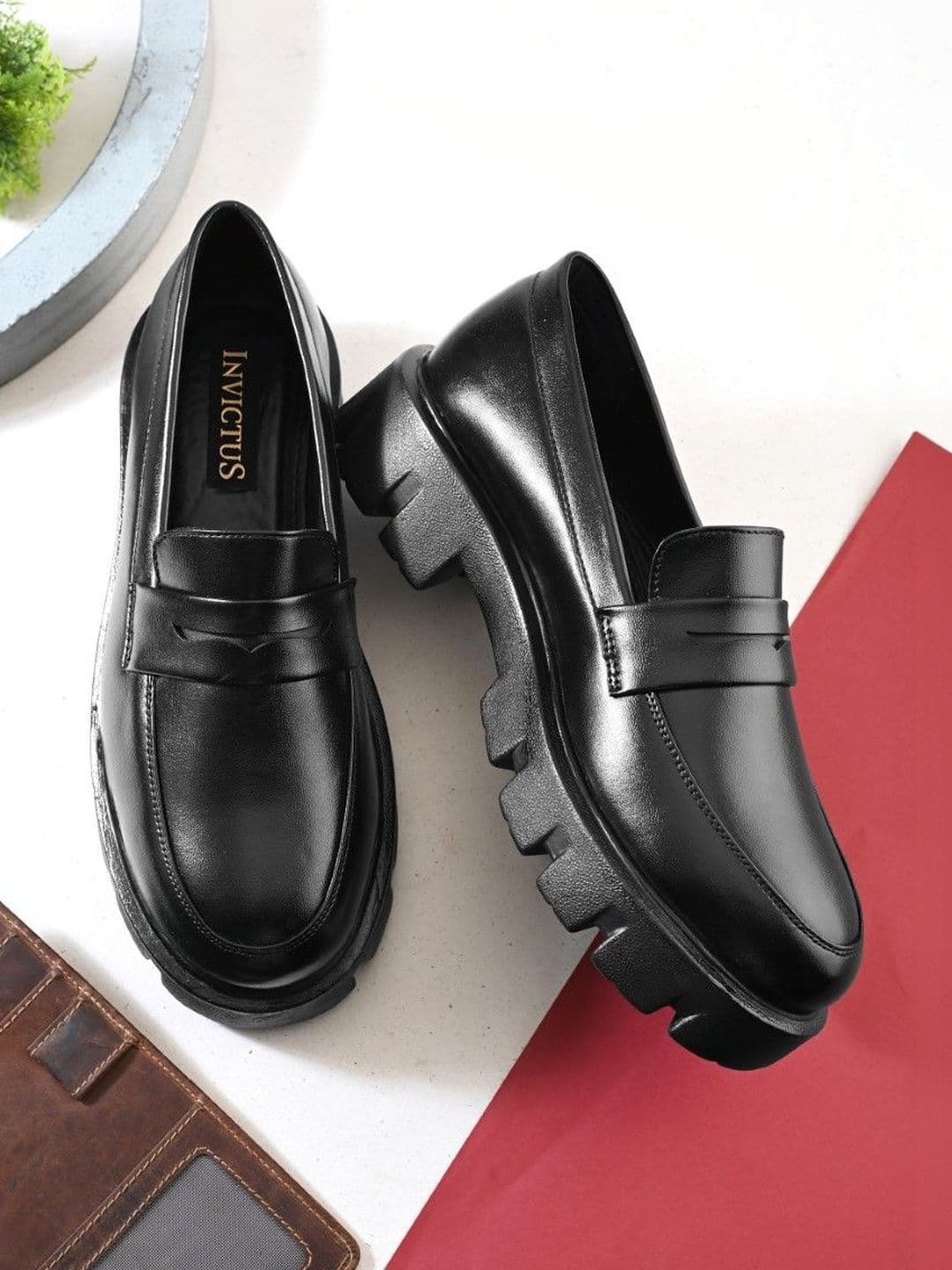 INVICTUS Men Black Synthetic Leather Slip On Formal Penny Loafers Moccasins Shoes - view 1