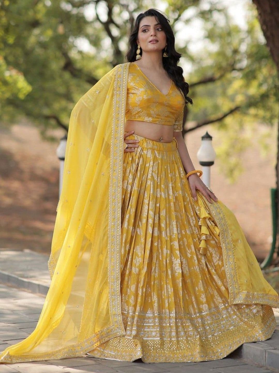 Livewear Embellished Sequinned Semi-Stitched Lehenga & Blouse With Dupatta - view 1