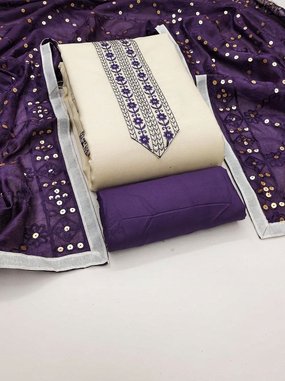 KALINI Embroidered Unstitched Dress Material - view 1