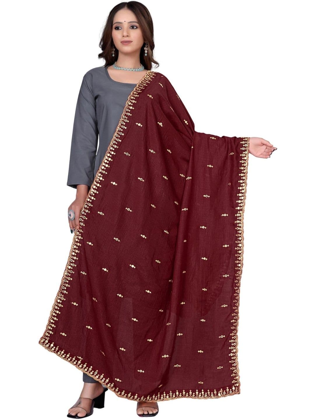 Kemza Embroidered Ikat Dupatta with Sequinned - view 1