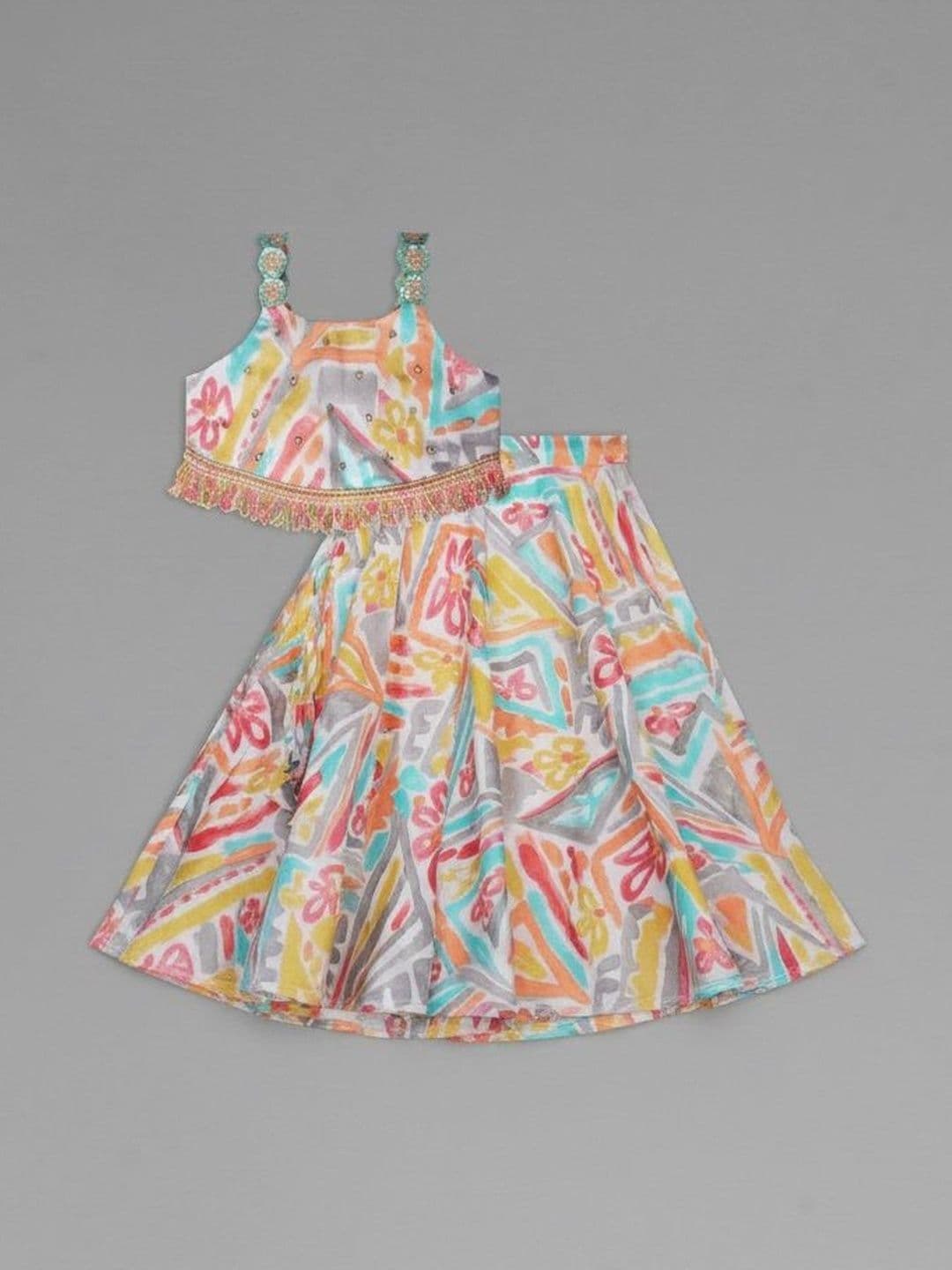 Anneca Girls Printed Sequinned Ready to Wear Lehenga & Blouse - view 1