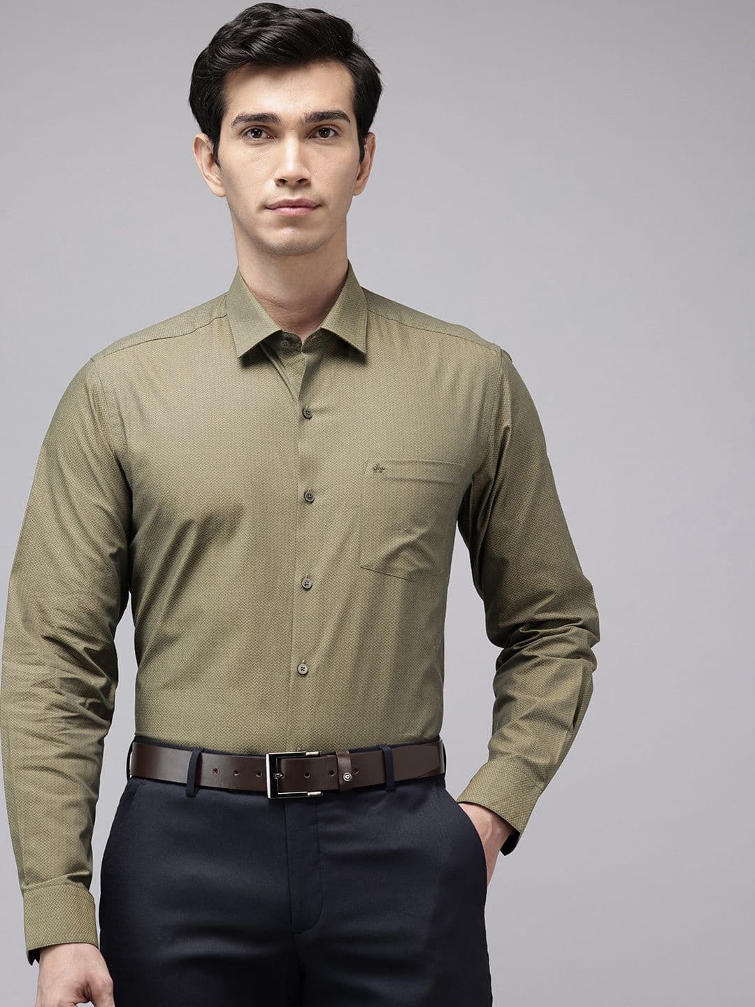 Arrow Pure Cotton Self Design Geometric Manhattan Slim Fit Formal Shirt - view 1