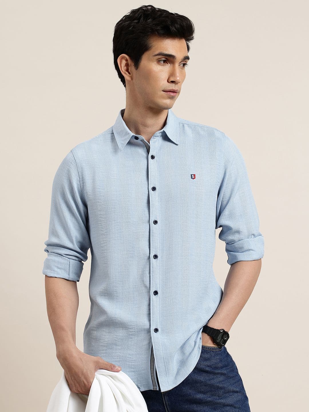 THE SHIRT CODE Textured Pure Cotton Casual Shirt - view 1