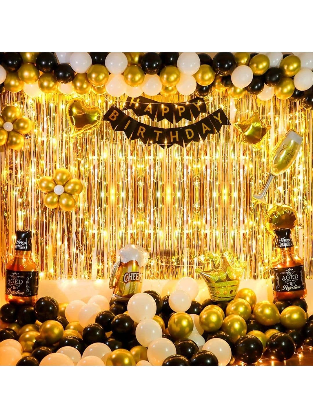 Bubble Trouble Black Happy Birthday Balloons & Banner Decorations - view 1