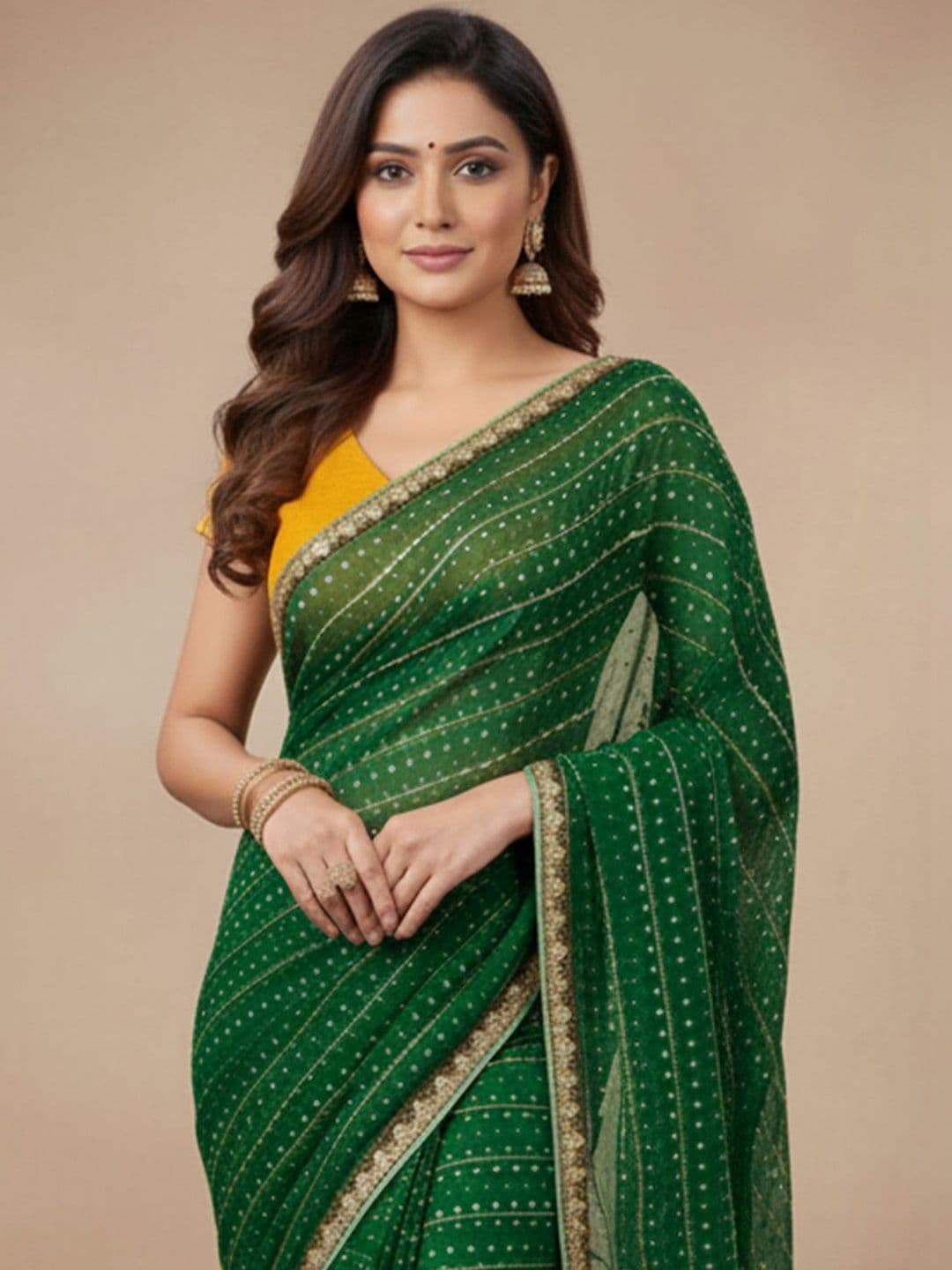 Anouk Rustic Embellished Sequinned Silk Blend Designer Bandhani Saree - view 1