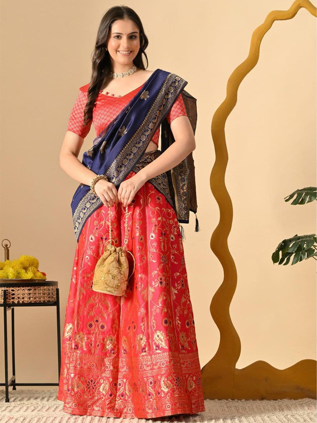 DISHWA FASHION Semi-Stitched Lehenga & Blouse With Dupatta - view 1