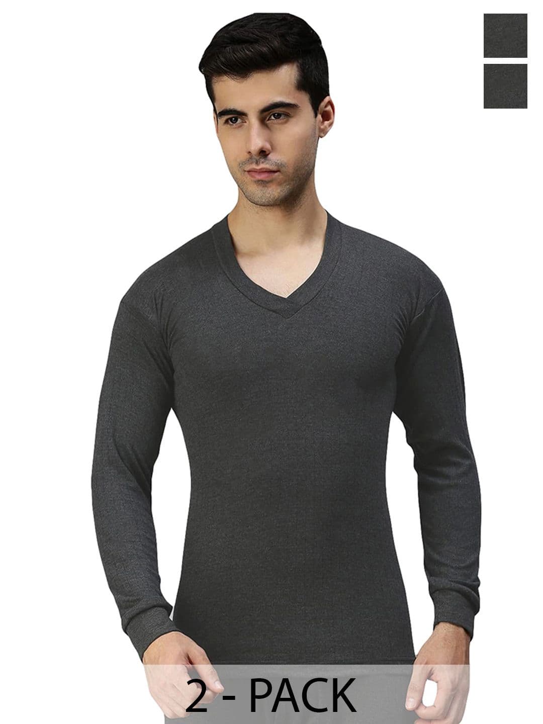 AMUL COMFY Pack of 2 V-Neck Thermal Tops - view 1