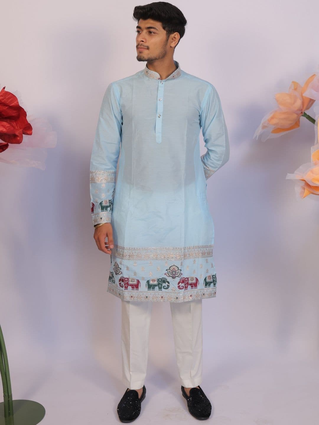 House Of Sanskruti Men Jacquard Kurta - view 1