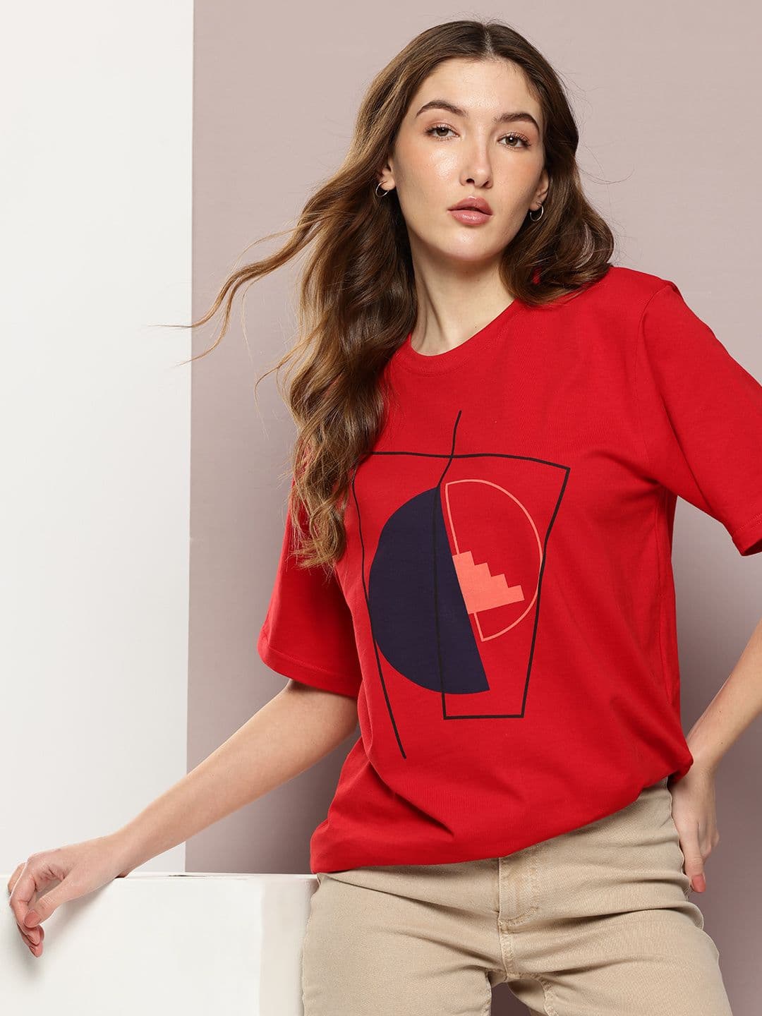DILLINGER Women Printed Round Neck Oversized T-shirt - view 1