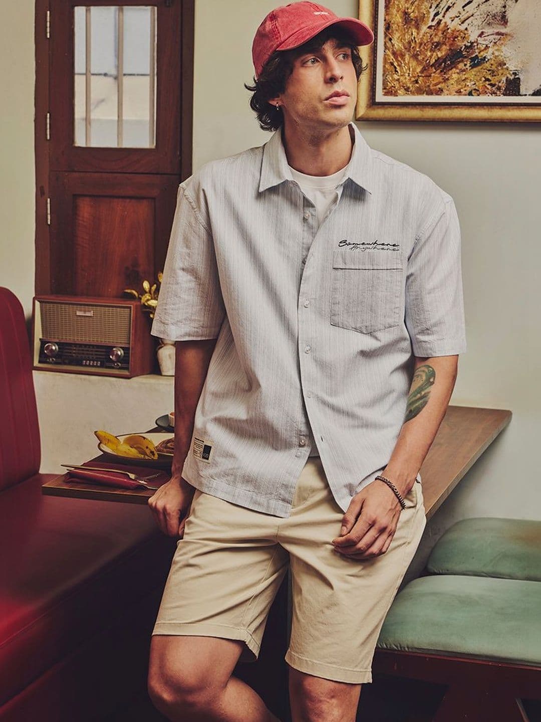 Snitch Stripes Cotton Short Sleeves Boxy Fit Shirt - view 1