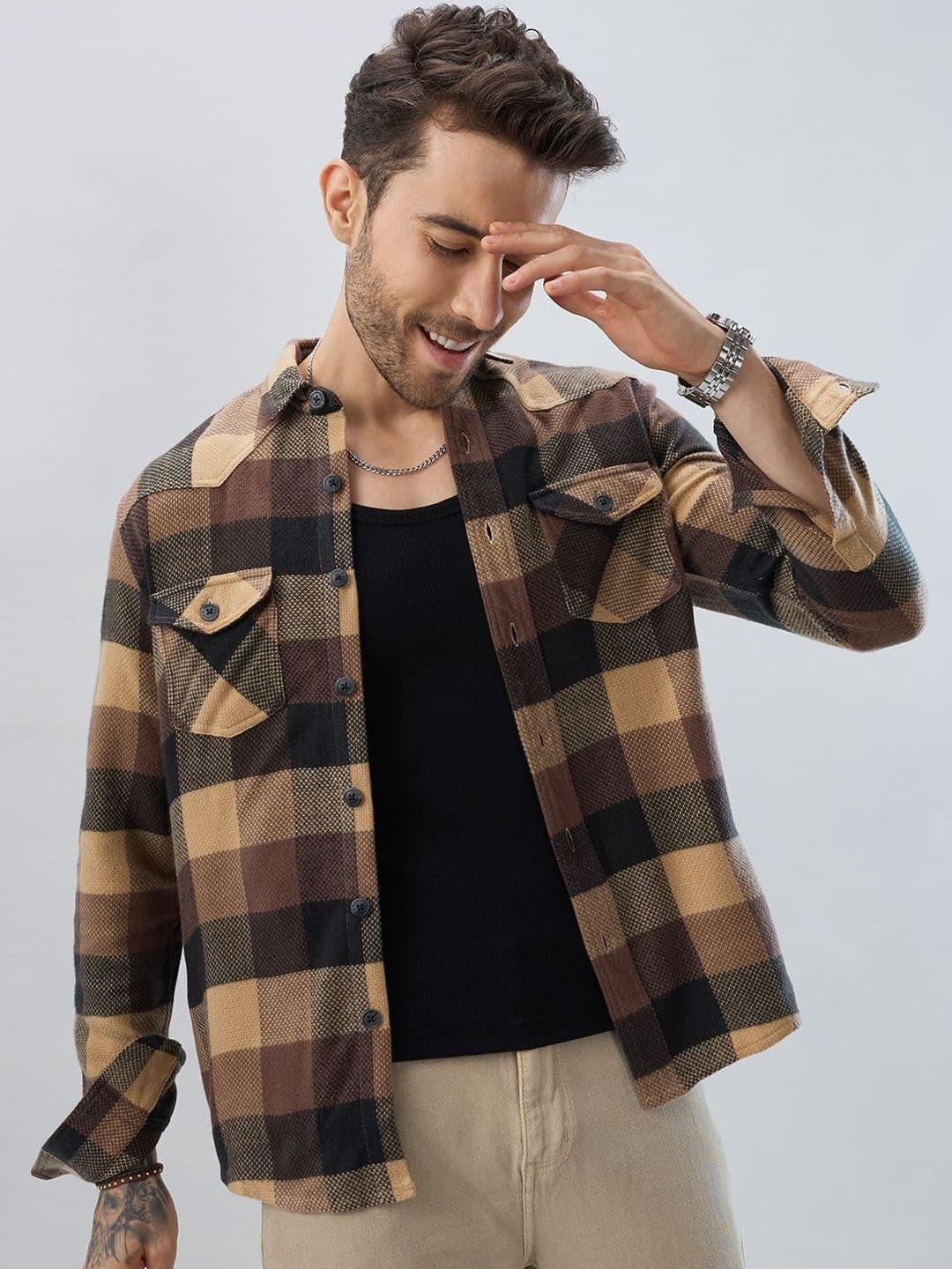 VASTRADO Tartan Checked Cotton Long Sleeves Shirt - view 1