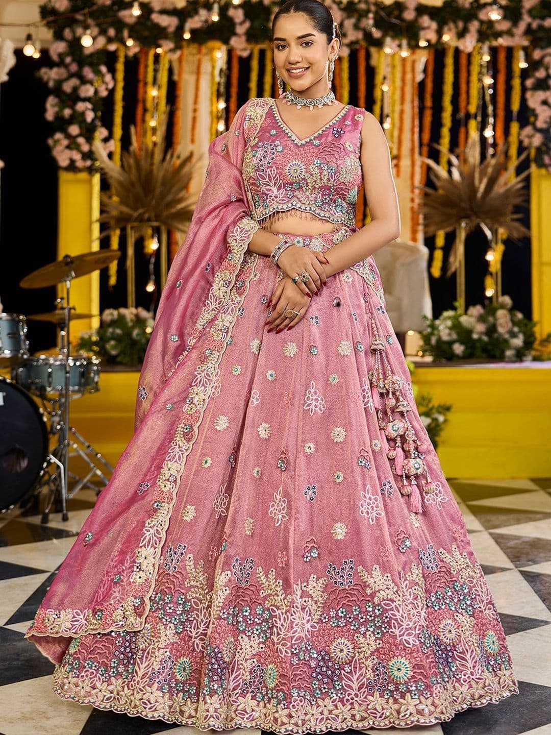 panchhi Embellished Sequinned Ready to Wear Lehenga & Blouse With Dupatta - view 1