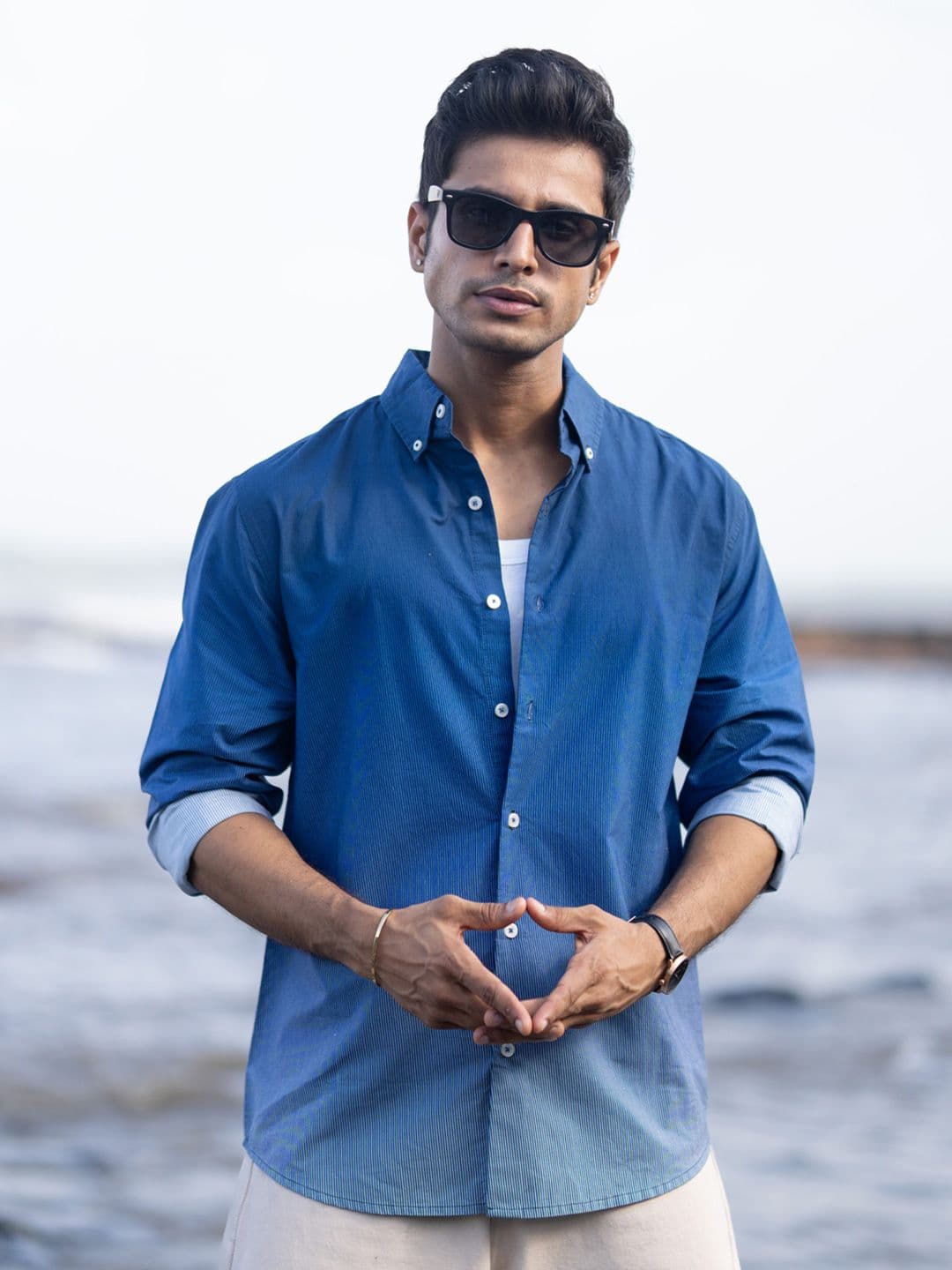 Powerlook Ombre Stripe Printed Cotton Long Sleeves Shirt - view 1