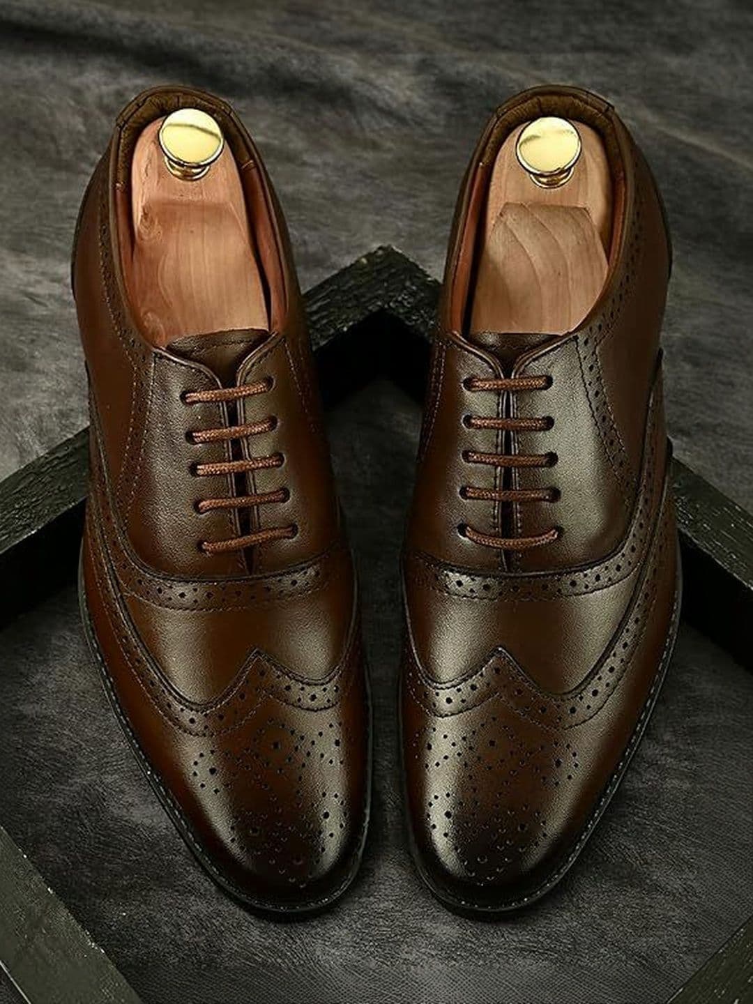 HERE&NOW Men Textured Round Toe Lace-Ups Brogues Formal Shoes - view 1