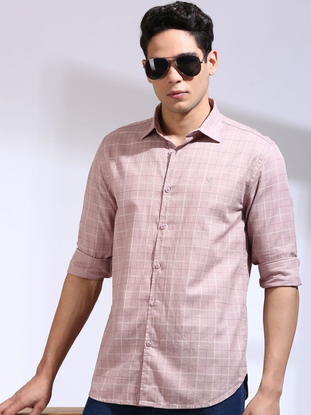 INVICTUS Men Standard Slim Fit Windowpane Checks Checked Casual Shirt - view 1