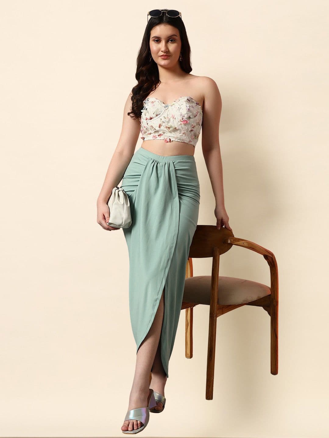 CORSICA Draped Stretch Maxi Skirt - view 1