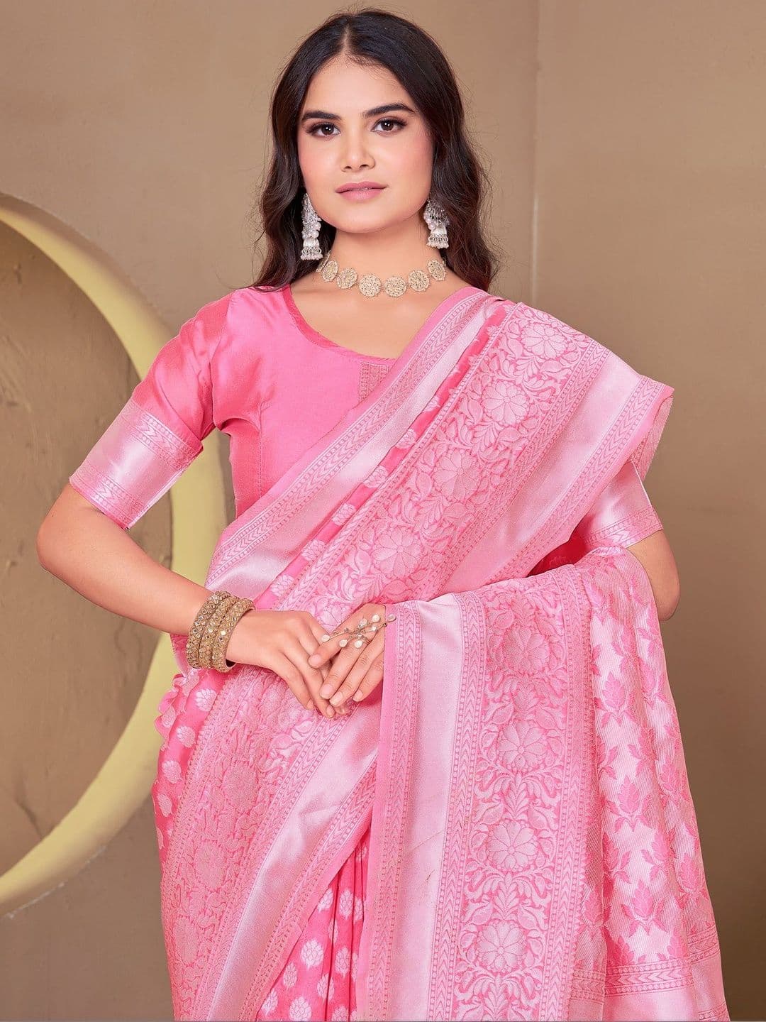 FABLAND Woven Design Zari Silk Blend Kanjeevaram Saree - view 1