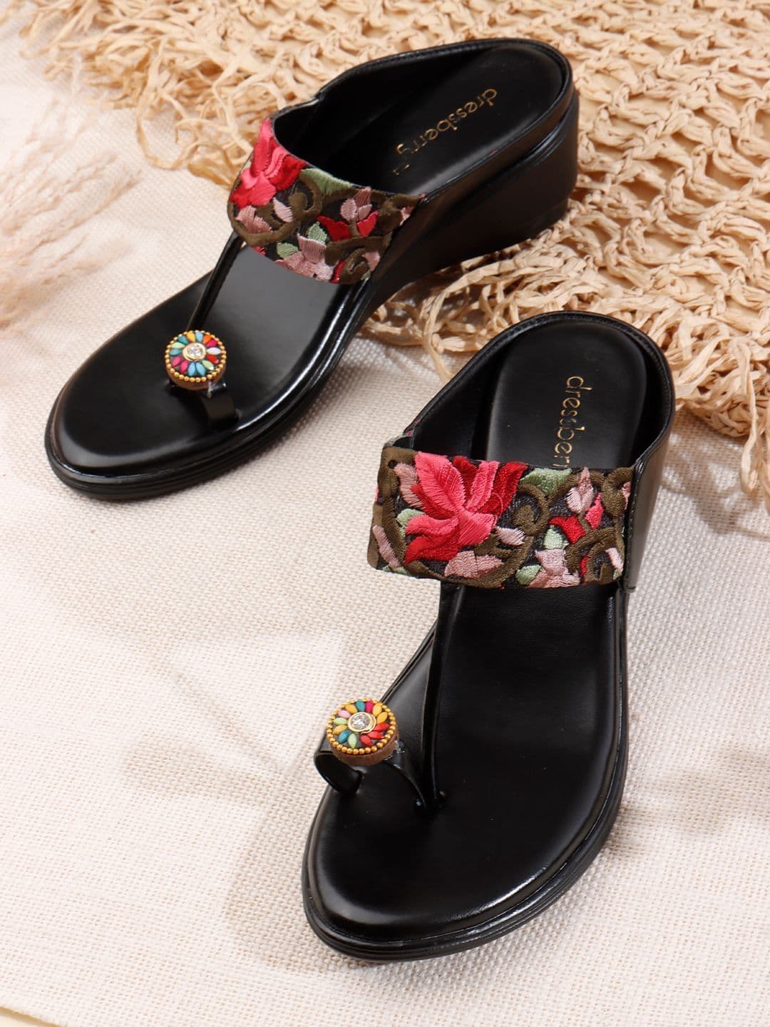 DressBerry Embellished Wedge Sandals - view 1