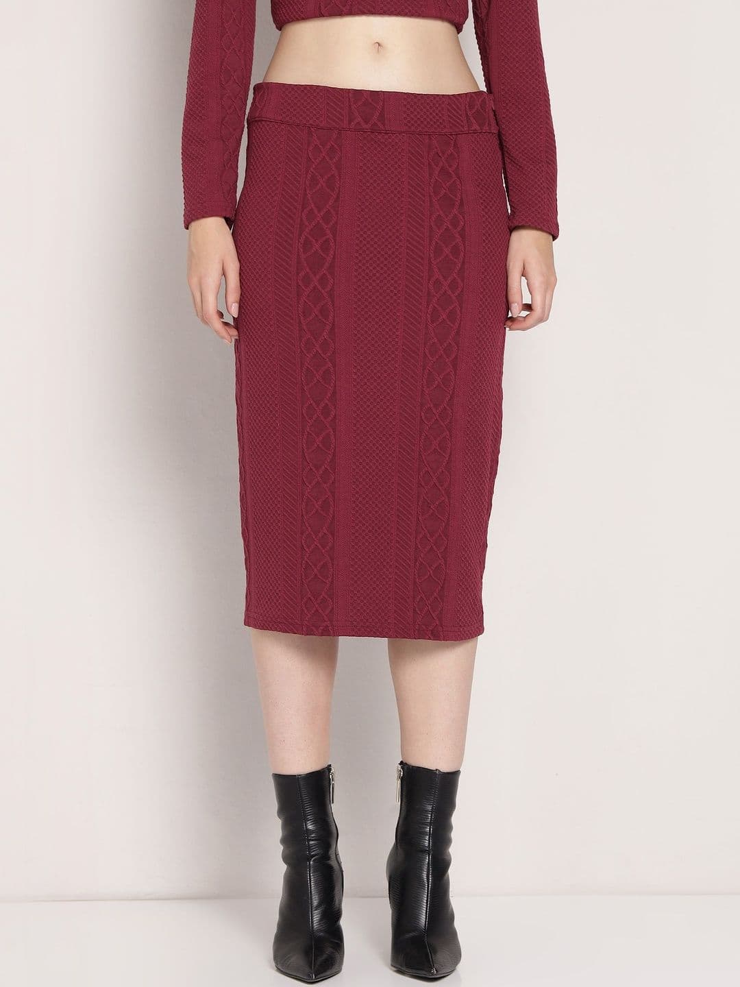 COVER STORY Self Design Pencil Knee-Length Skirts - view 1