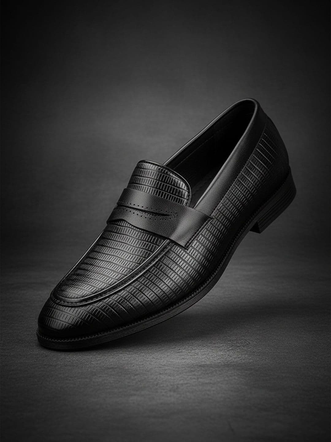 House of Pataudi Men Textured Round Toe Slip-On Formal Loafers - view 1