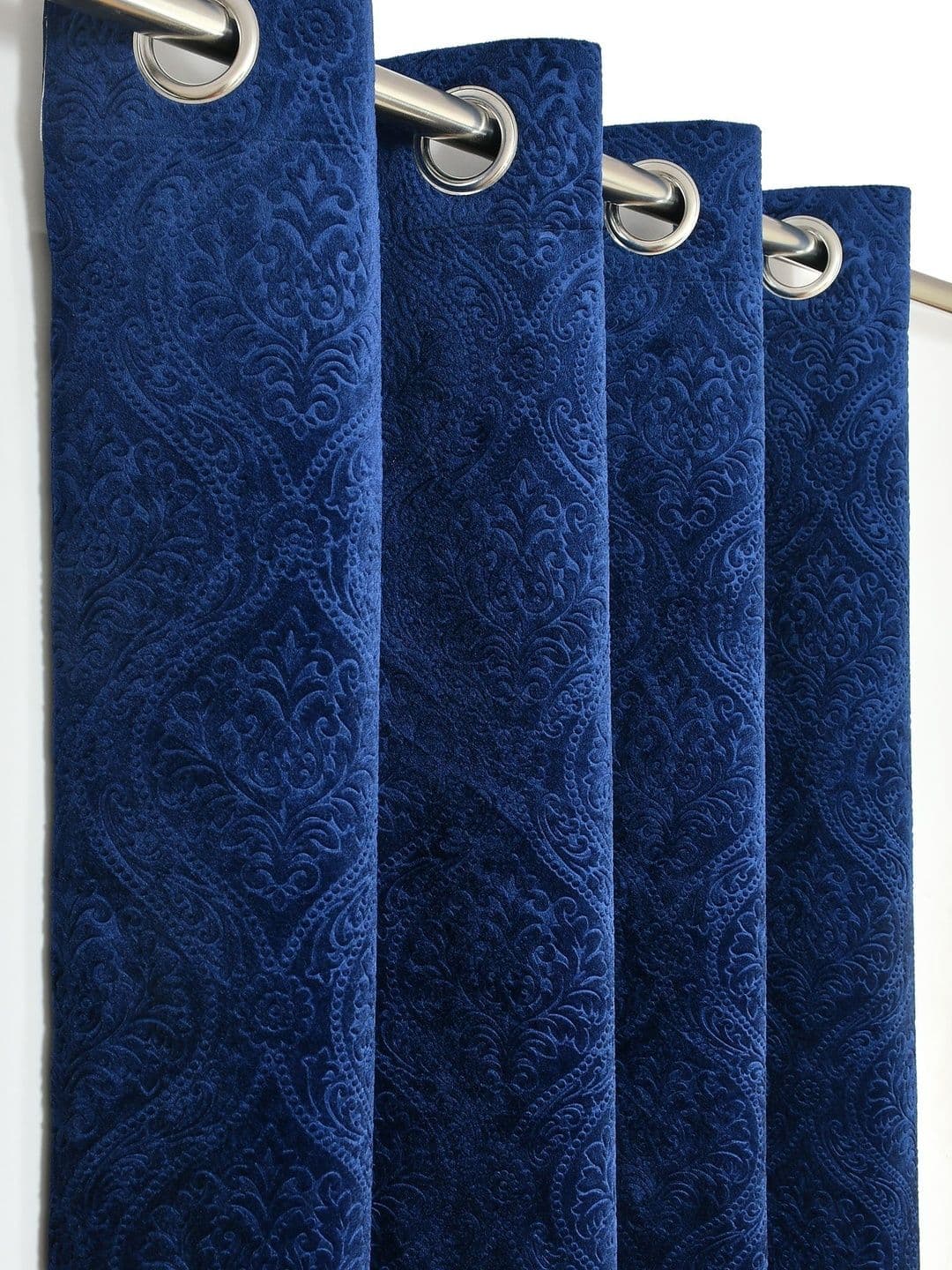 GEET CREATIONS Unisex Navy Blue Velvet Curtains and Sheers - view 1