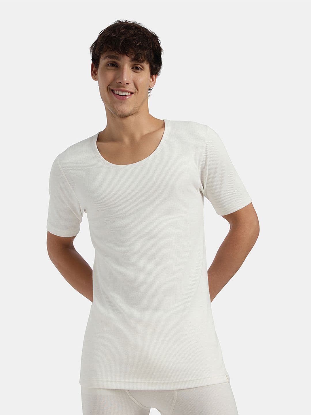 Jockey Super Combed Cotton Half Sleeved Thermal Undershirt with Stay Warm Technology-2400 - view 1