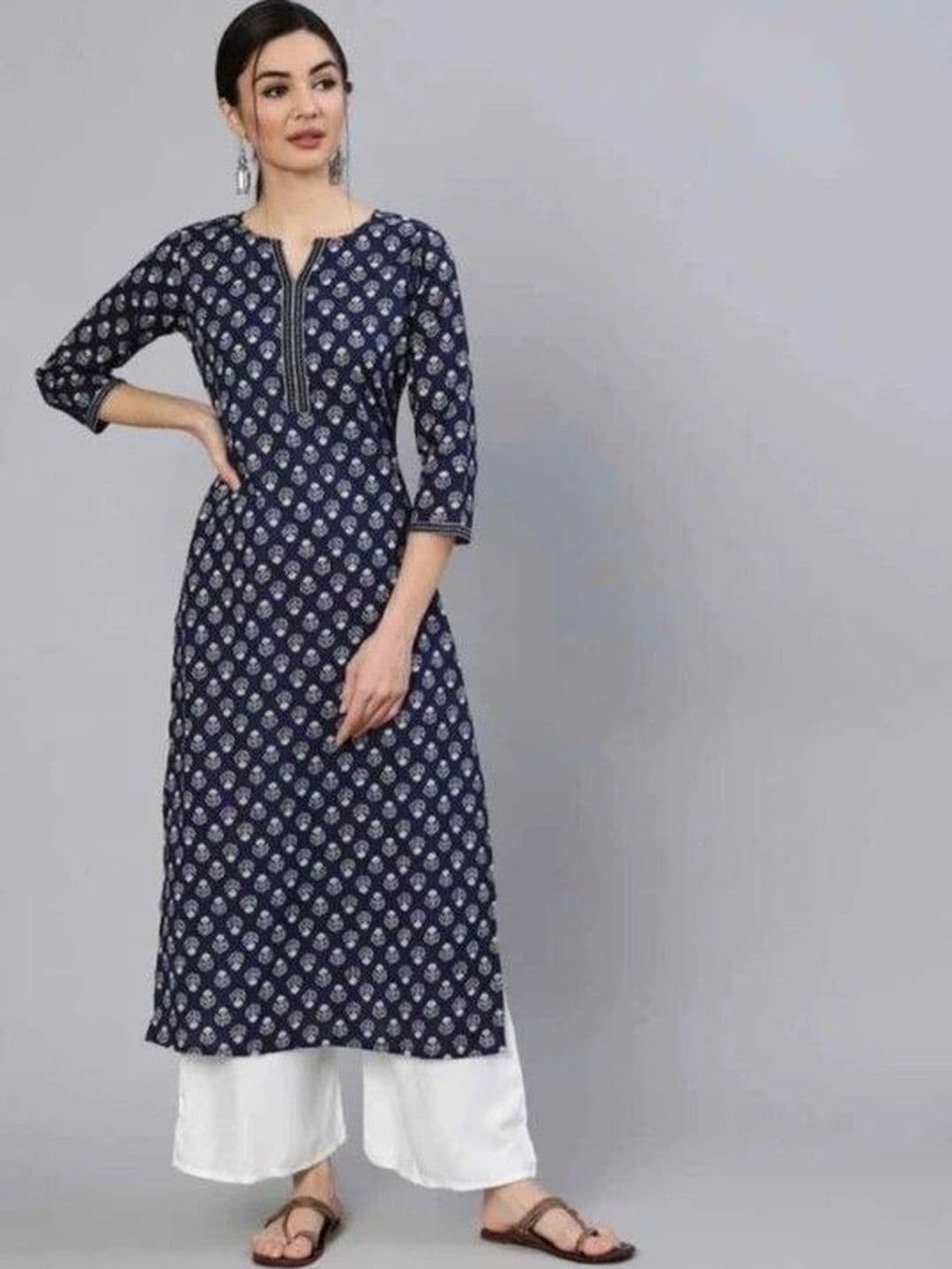 HARITWAL Women Geometric Checked Mirror Work Anarkali Kurta - view 1