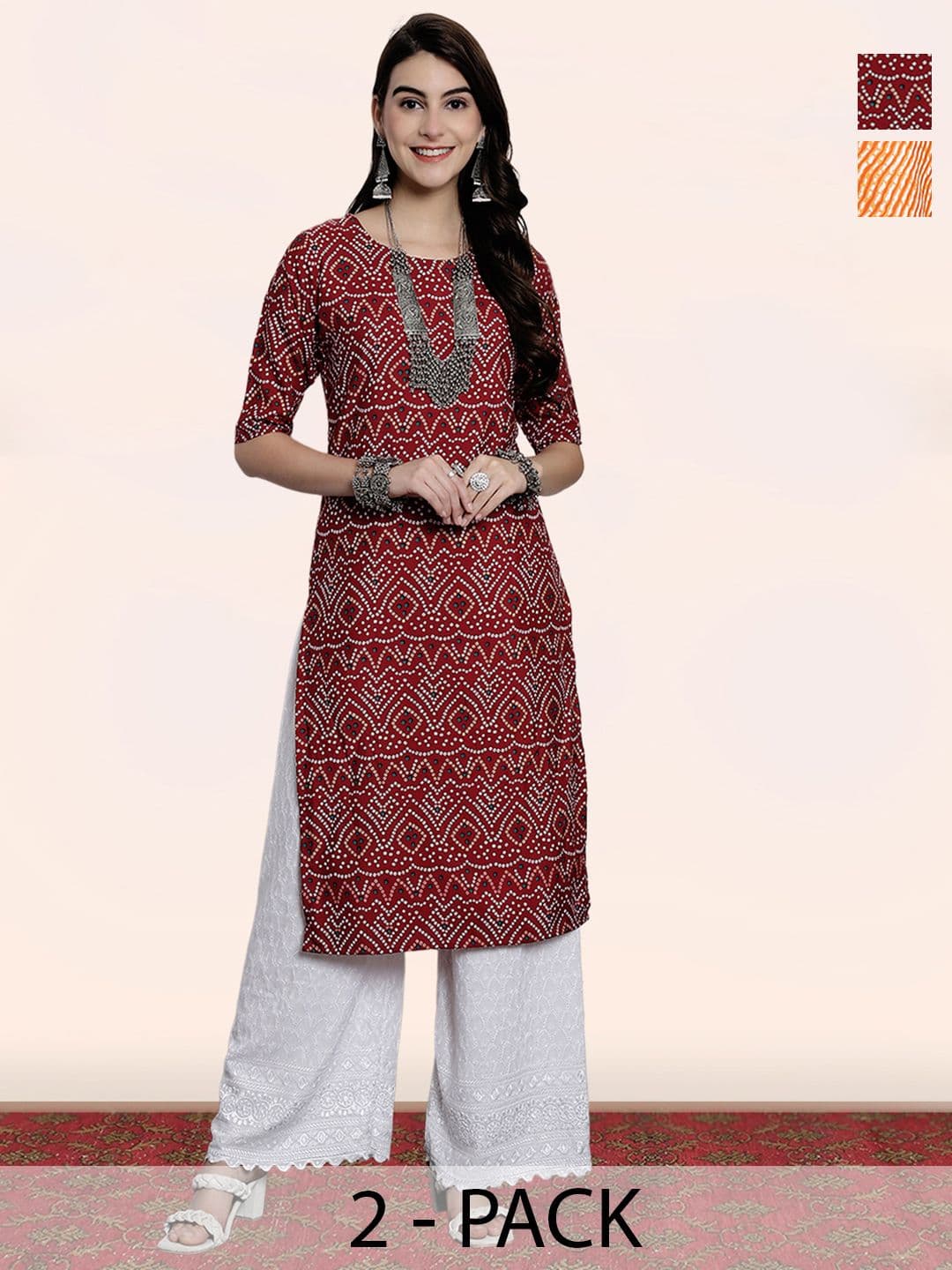 popmantra Women Ethnic Motifs Printed Crepe Kurta - view 1